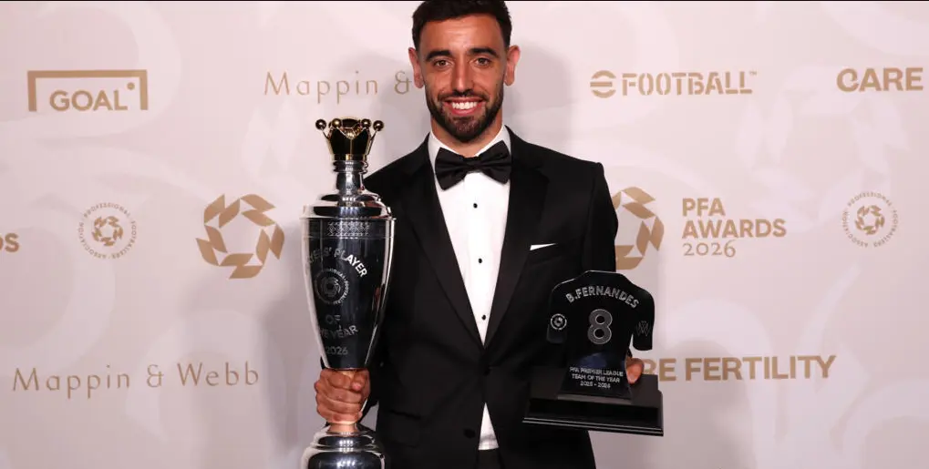 Superando al campeón de la Premier League Declan Rice: el centrocampista del Manchester United Bruno Fernandes es nombrado Jugador del Año de la PFA por los jugadores